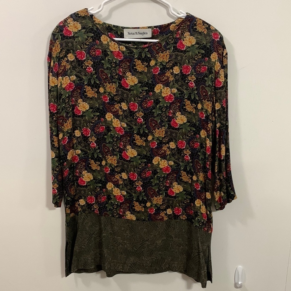 Norton McNaughton Vintage Crew neck floral 2/3 sleeves, good condition